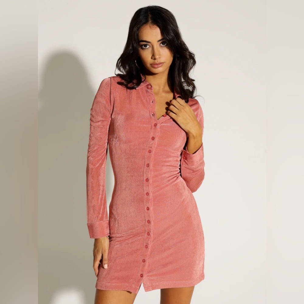 Comfy button up fitted pink dress from first mse